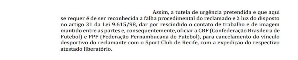 Magr&atilde;o pede a quebra do contrato com o Sport &mdash; Foto: Reprodu&ccedil;&atilde;o