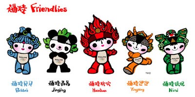 Pequim 2008: Beibei, Jingjing, Yingying, Nini e HuanhuanReprodução