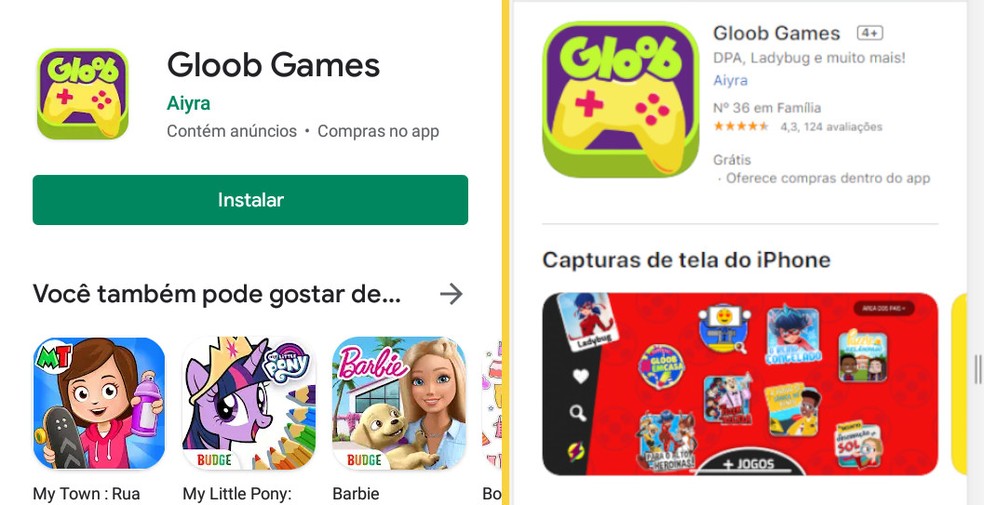 Baixe o aplicativo da Gloob Games na App Store ou Play Store — Foto: Reprodução/Soraia Barbosa