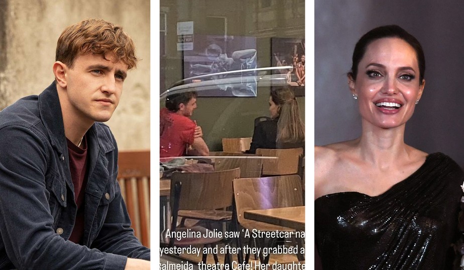 Paul Mescal e Angelina Jolie foram vistos em cafeteria em Londres em dezembro de 2022