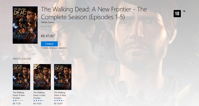 Página de The Walking Dead: The New Frontier na Xbox LIVE Marketplace (Foto: Reprodução/Xbox LIVE)
