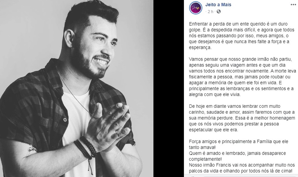 Banda se manifestou nas redes sociais sobre a morte do vocalista  — Foto: Reprodução/Facebook 