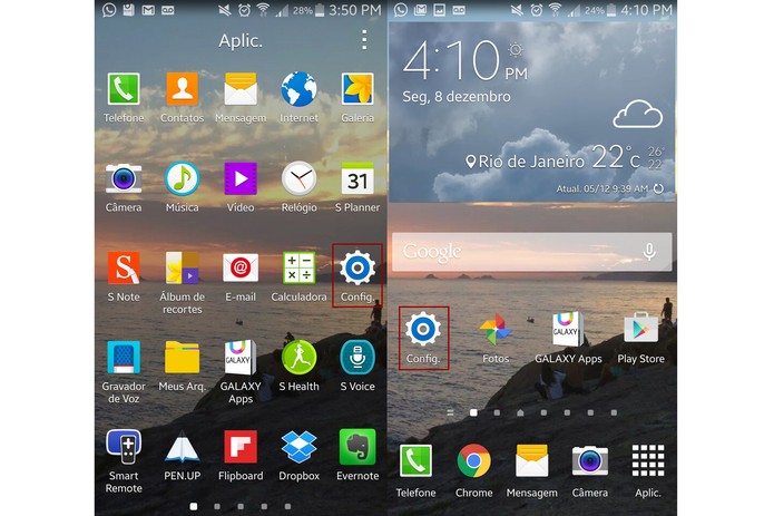 Abra "Configurações" no Galaxy Note 4 (Foto: Reprodução/Lucas Mendes)