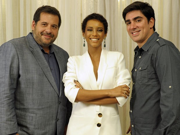 Leandro Hassum e seus novos colegas de elenco: Taís Araújo e Marcelo Adnet (Foto: Divulgação/TV Globo)