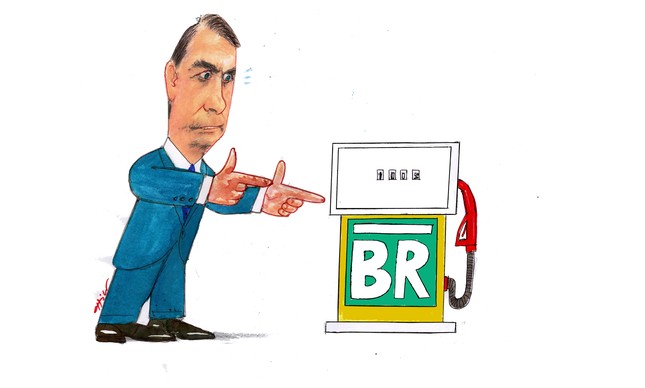 Jair Bolsonaro e a bomba de gasolina no traço de Chico Caruso