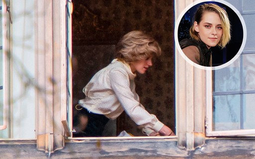 Kristen Stewart é fotografada como Diana em filmagens de 'Spencer'