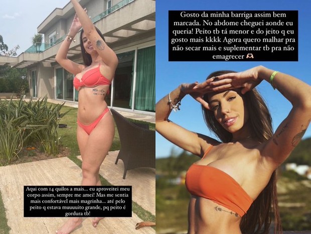 Maria Lina compara fotos do corpo (Foto: Reprodução/Instagram)