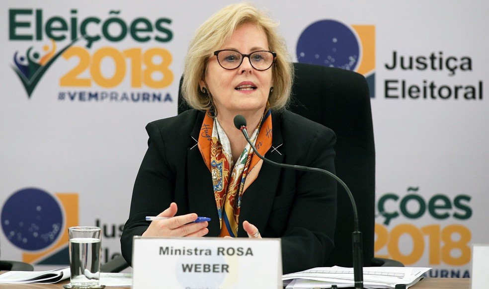 A presidente do Tribunal Superior Eleitoral (TSE), ministra Rosa Weber, durante entrevista Ã  imprensa no Ãºltimo dia 7 â€” Foto: Nelson Jr/Ascom/TSE