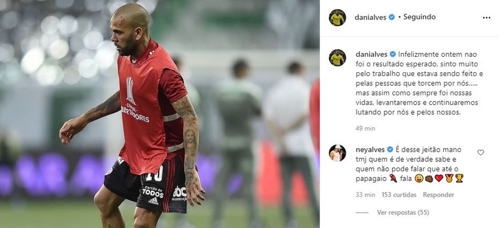 Daniel Alves em publicação no Instagram - Reprodução