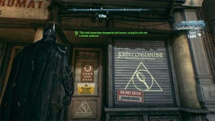 O mago John Constantine tem uma loja no game Arkham Knight (Foto: Reprodução/Rocksteady)