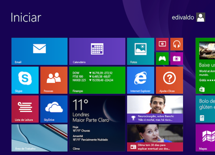 Windows 8 eliminou o botão e o Menu Iniciar e trouxe a tela Iniciar (Foto: Reprodução/Edivaldo Brito) (Foto: Windows 8 eliminou o botão e o Menu Iniciar e trouxe a tela Iniciar (Foto: Reprodução/Edivaldo Brito))