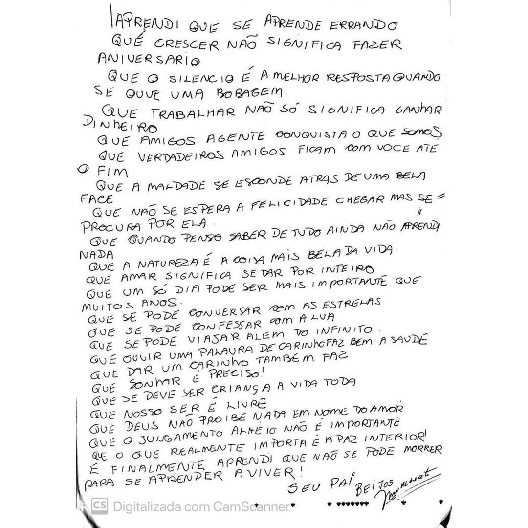 Luciana Gimenez mostra carta de seu pai, João Morad (Foto: Reprodução Instagram)