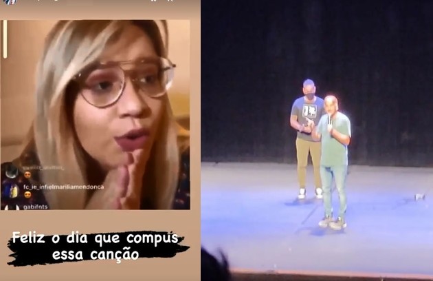 Rafael Portugal apresentou seu espetáculo num teatro do Rio de Janeiro e dedicou a Marília Mendonça, que já interpretou sua música João de Barro (foto à esquerda) (Foto: Reprodução)