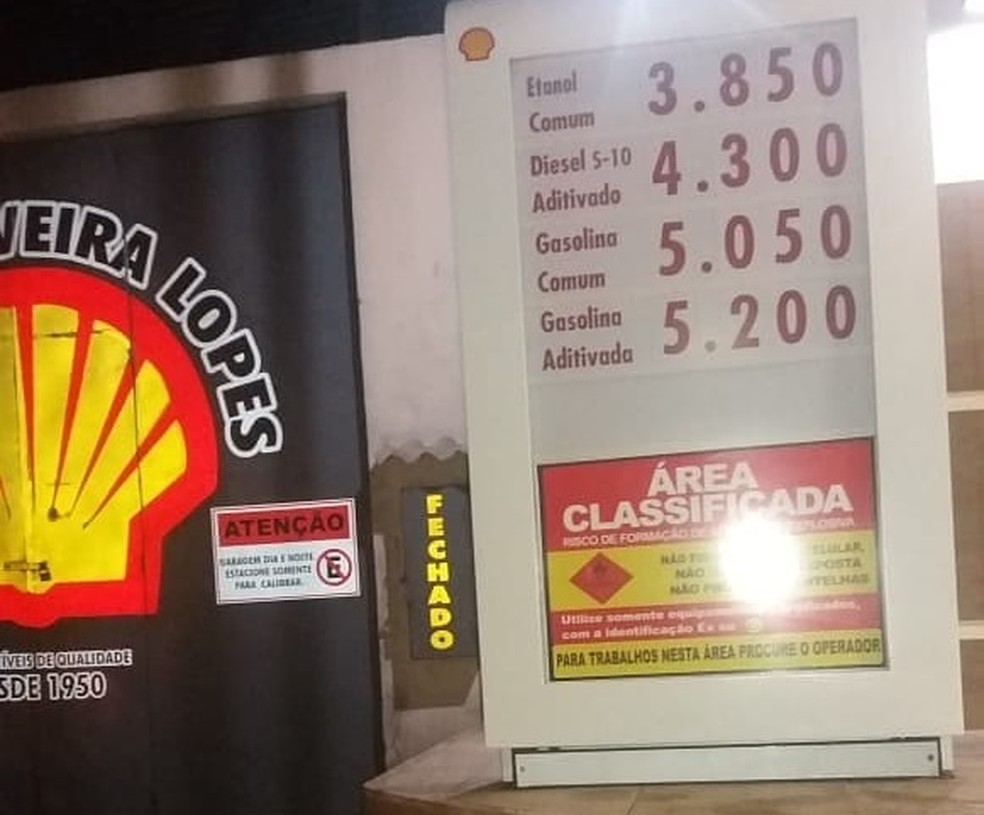 Posto de combustível no Ceará vende litro de gasolina a R$ 5,20 (Foto: Mateus Ferreira/TV Verdes Mares)