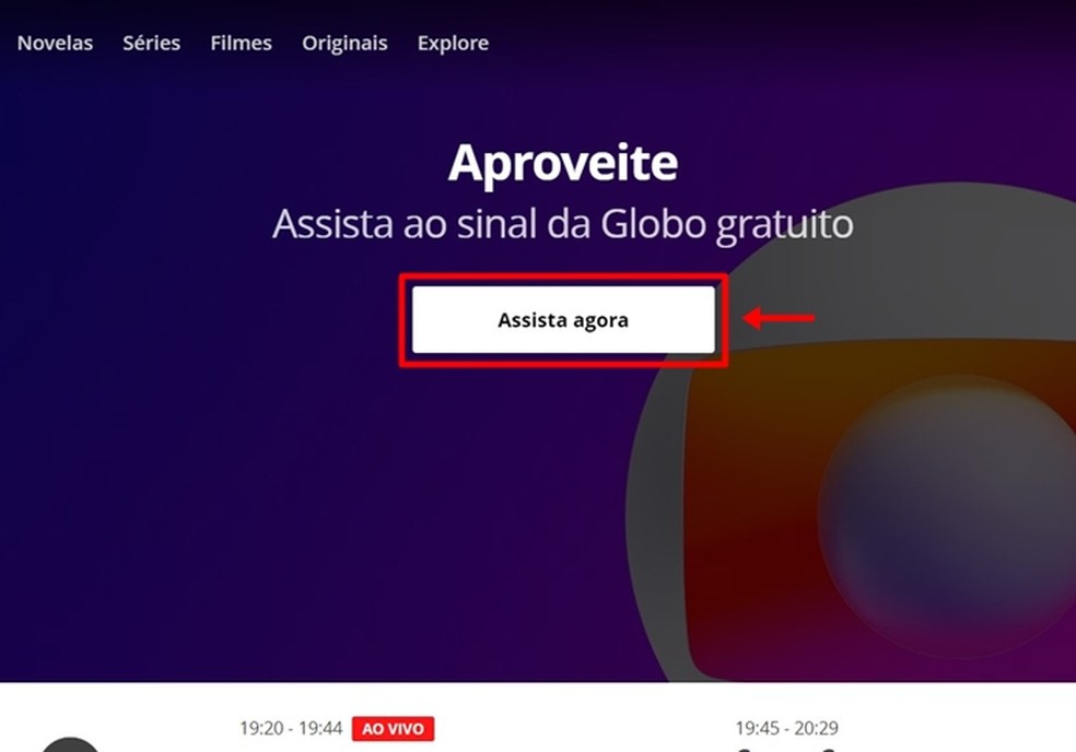 Login ou cadastro na Conta Globo podem ser feitos quando eleitor usa o botão "Assista agora" — Foto: Reprodução/Gabriela Andrade