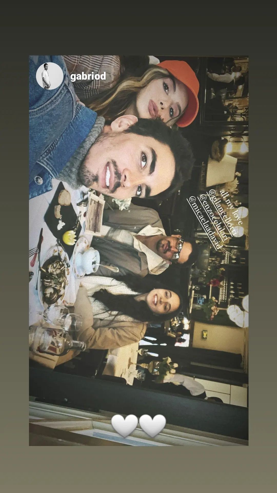 Enzo Celulari curte jantar em Paris com Giovanna Lancellotti e Gabriel David (Foto: Reprodução/Instagram)
