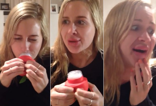 A estudante Brittany Foster usa o Candy Lips em vídeo que já teve mais de 1,7 milhões de visualizações (Foto: Reprodução / YouTube)