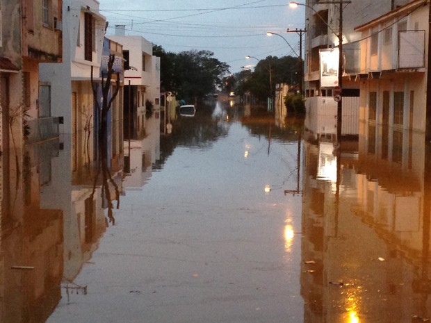Nível do Rio Uruguai sobe em Itaqui (Foto: Estêvão Pires/G1)