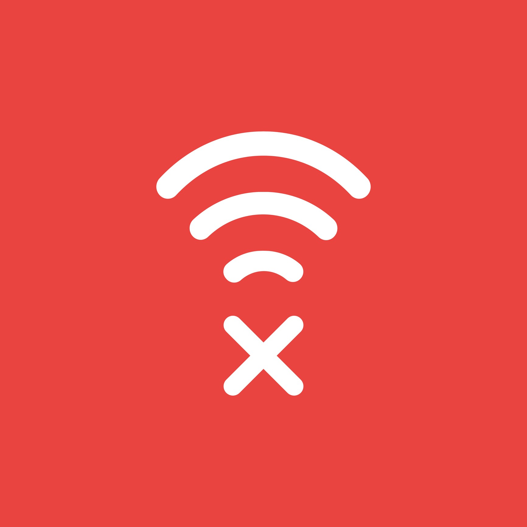 Flat vector icon concept of wireless wifi symbol with x mark on red background. (Foto: Getty Images/iStockphoto)