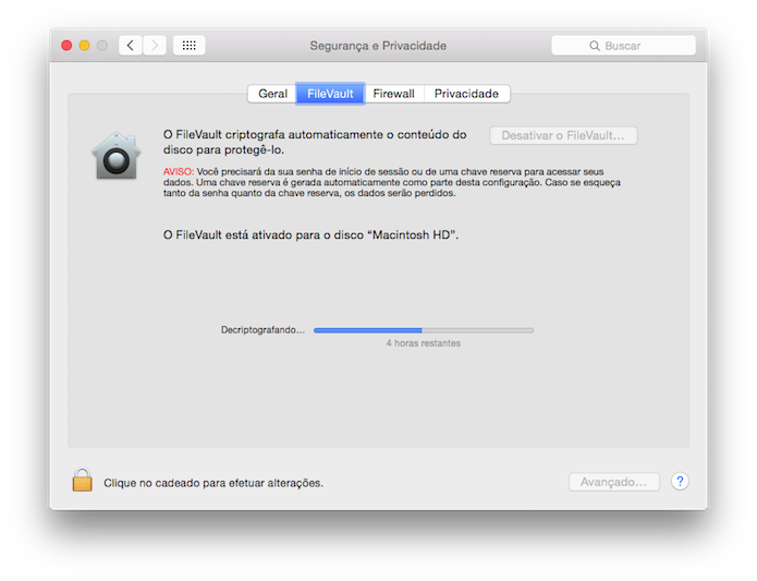 Criptografando o disco com o FileVault no OS X (Foto: Reprodu??o/Edivaldo Brito)