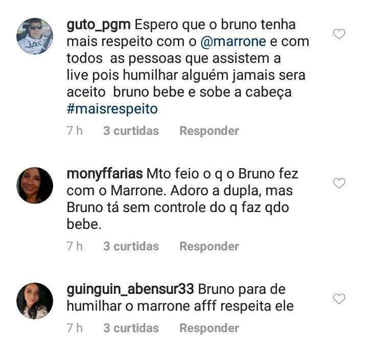 Fãs criticam Bruno por atitude com Marrone (Foto: Reprodução / Instagram)