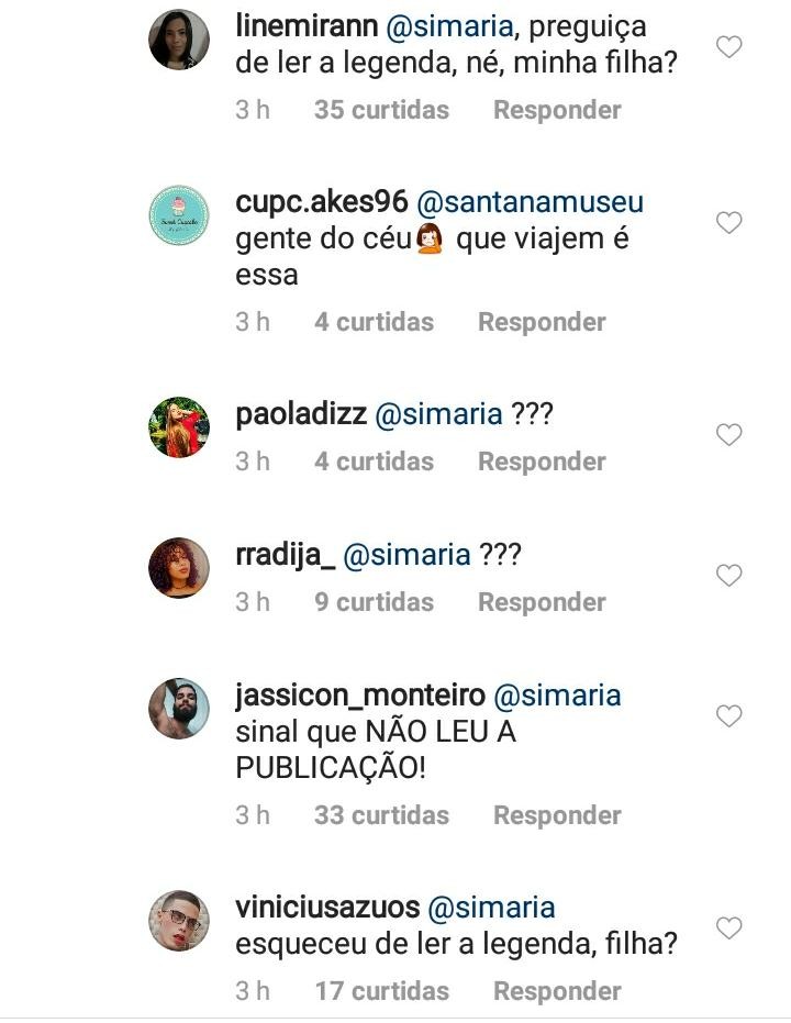 Fãs questionam comentário de Simaria (Foto: Reprodução / Instagram)