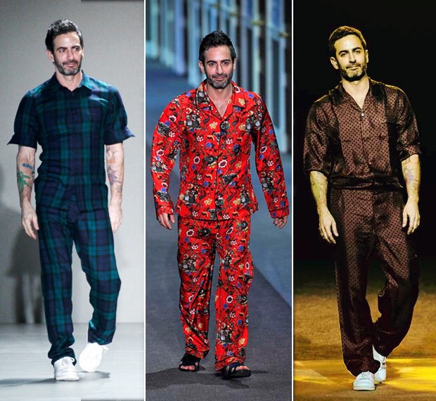 Pijamas: a obsessão de Marc nas passarelas e no seu guarda-roupa (Foto: Marcio Madeira e Getty Images)