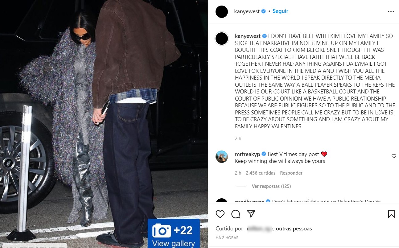 Post de Kanye West (Foto: Reprodução / Instagram)