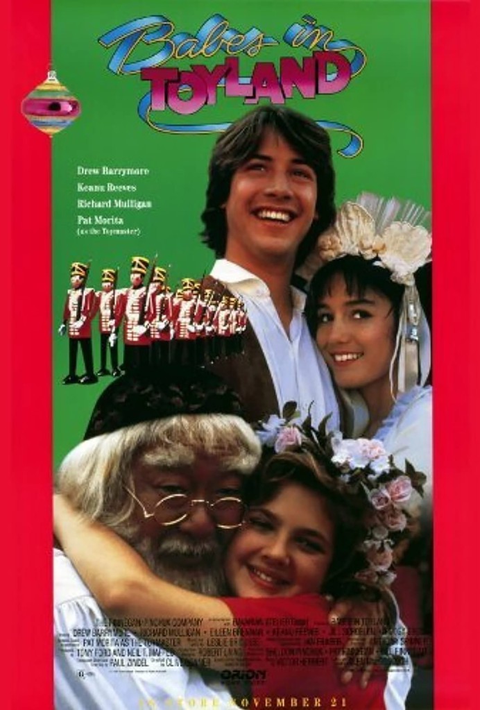 Capa do filme Babes in Toyland (1986), no qual Drew Barrymore e Keanu Reeves atuaram juntos (Foto: Divulgação)