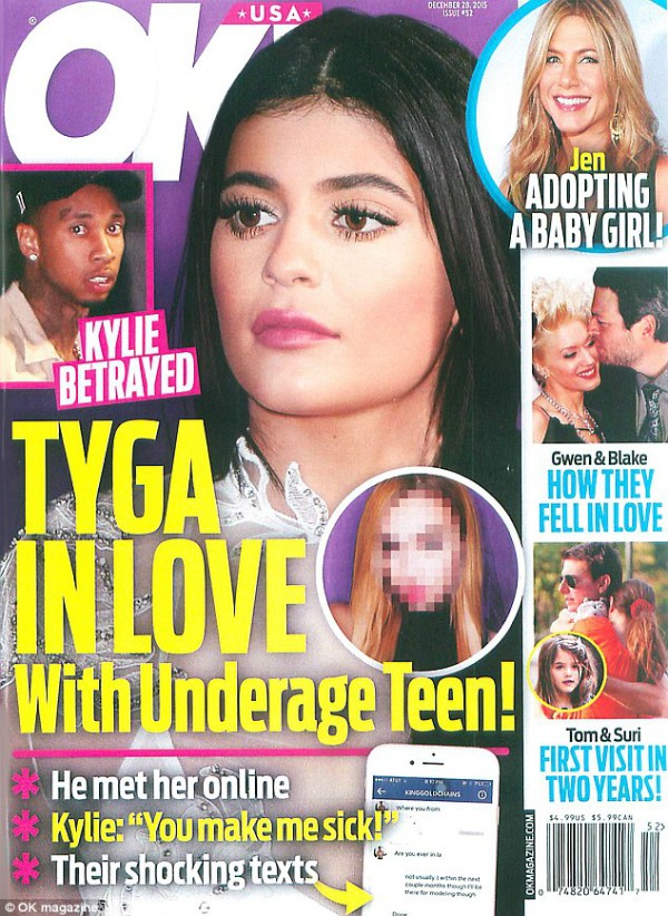 A capa da revista OK que revelou a interação entre Tyga e a menor de idade (Foto: Reprodução)