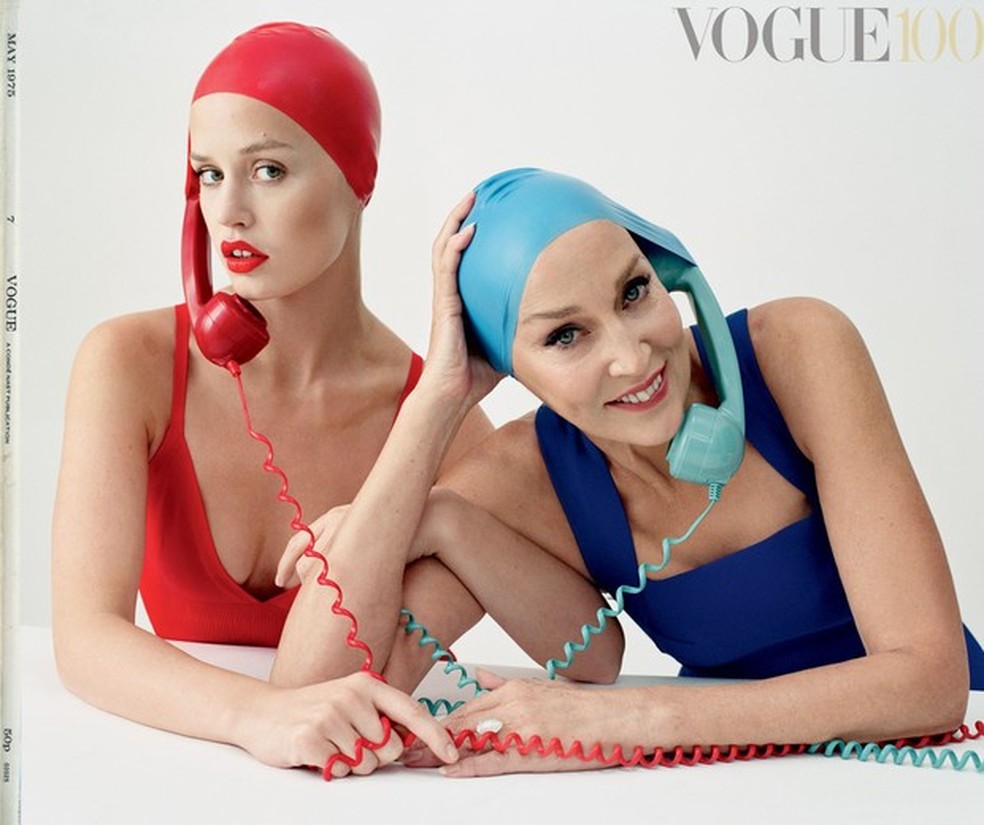 Jerry Hall recria icônica primeira capa da Vogue UK com Georgia