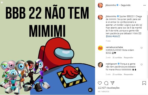 Post de Boninho sobre BBB22 (Foto: Reprodução/Instagram)