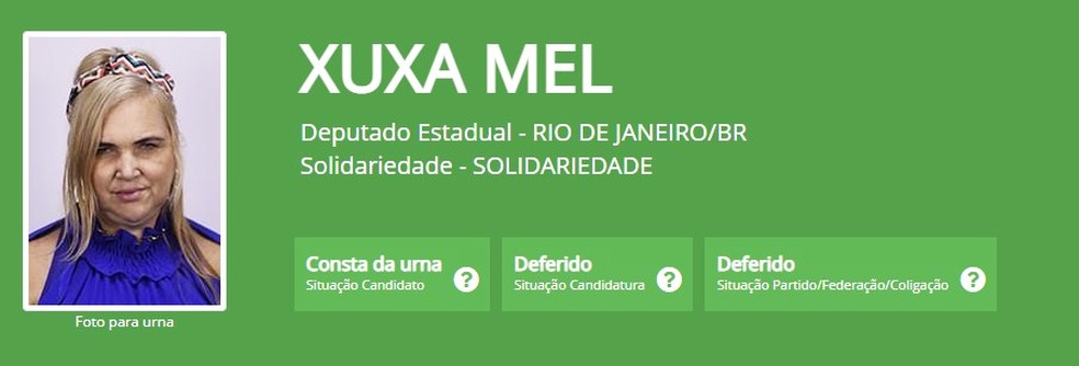 Xuxa Mel: candidata a deputada estadual do RJ — Foto: Reprodução