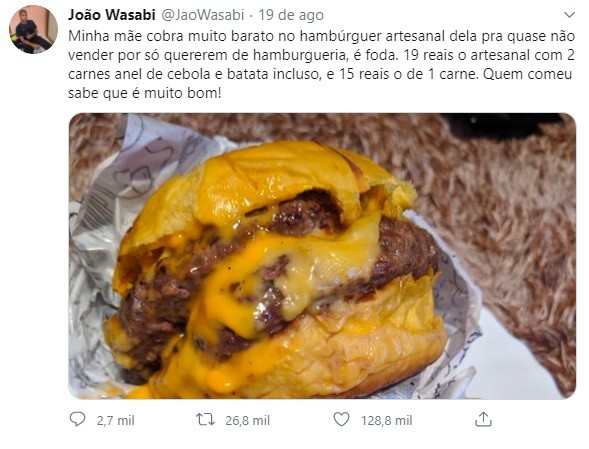Tuíte de João Vitor que viralizou na rede social (Foto: Reprodução/Twitter/JaoWasabi)