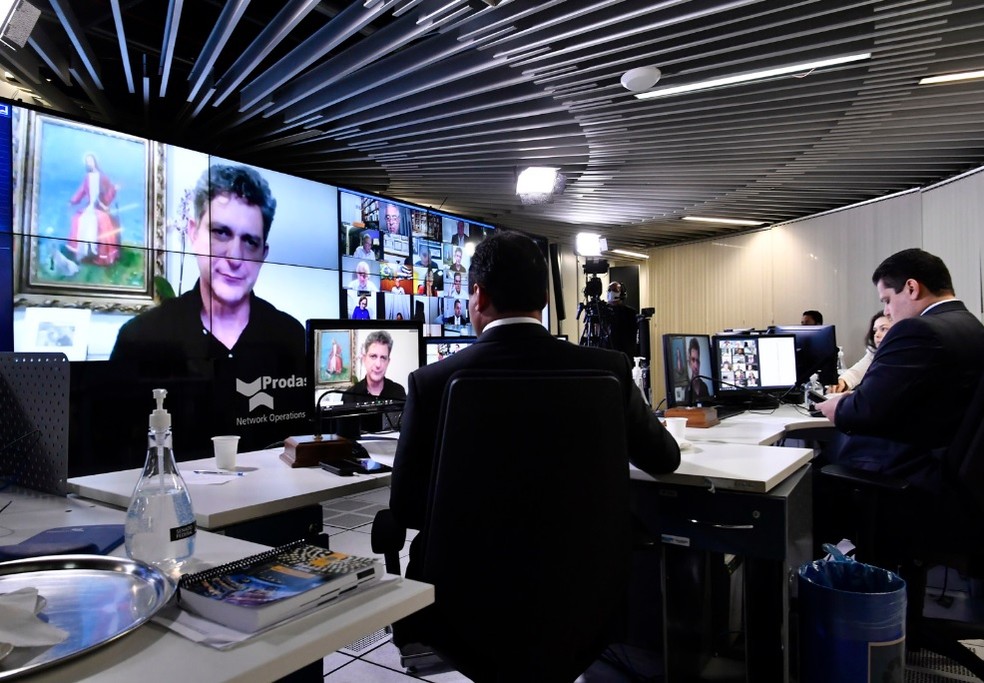 Senadores participam de sessão remota nesta quarta (22) — Foto: Waldemir Barreto/Agência Senado