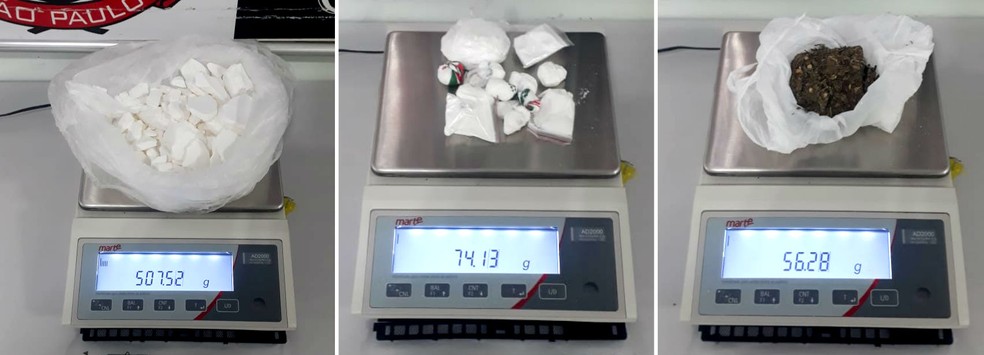 Na pesagem final, apreensão registrou cerca de 580 gramas de maconha e outras 56 gramas de maconha — Foto: Dise-Jaú/Divulgação