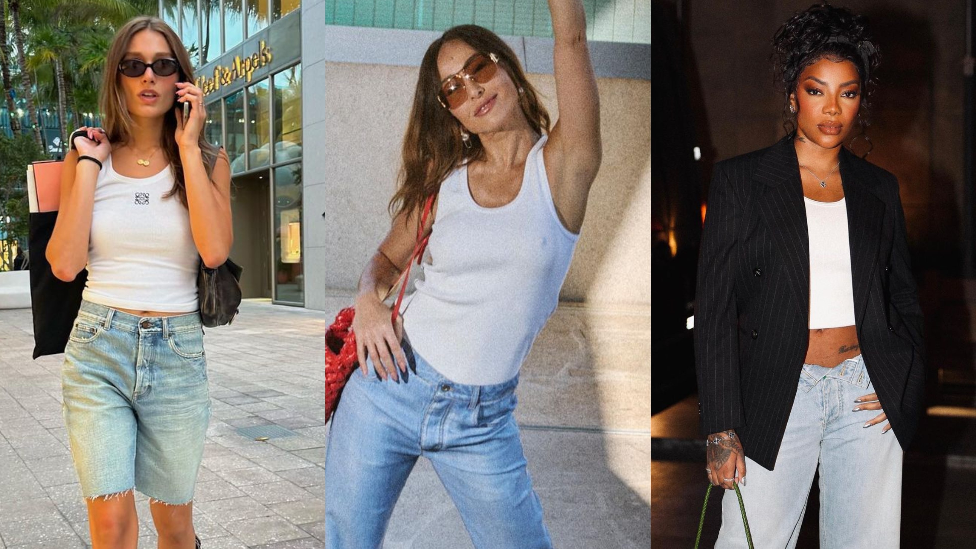 Regata branca e calça jeans: inspire-se nos looks das famosas
