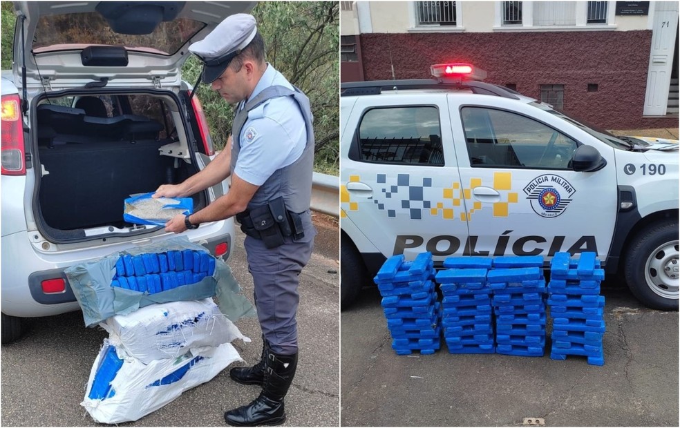 Motorista de aplicativo é preso ao transportar mais de 100 tabletes de maconha em Itapetininga  — Foto: Polícia Militar/ Reprodução 