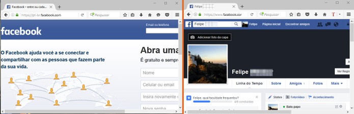 Abra suas contas diferentes do Facebook nas duas versões do Firefox (Foto: Reprodução/Barbara Mannara)