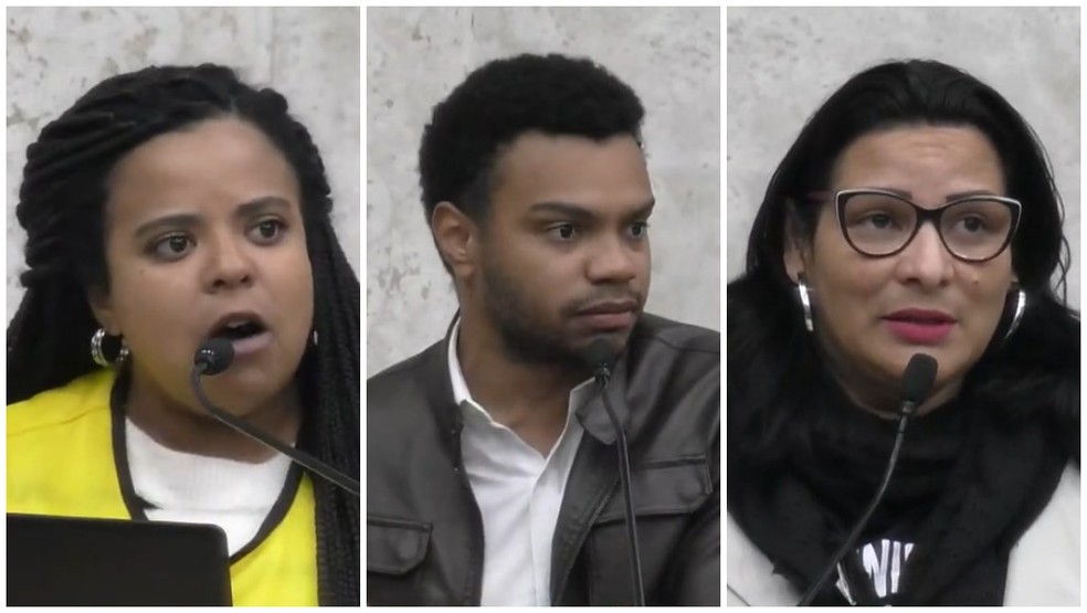 Vereadores Luana Alves, Fernando Holiday e Juliana Cardoso bateram boca durante sessão na Câmara Municipal de São Paulo — Foto: Reprodução/TV Câmara SP