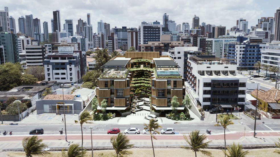 Imagem mostra como será o Ba'ra Hotel na Praia de Cabo Branco, em João Pessoa: jogador Hulk é um dos sócios — Foto: Divulgação