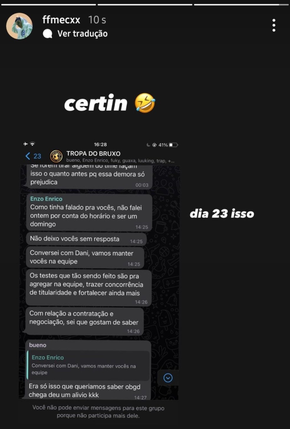 Story do mec do dia 31 de dezembro — Foto: Reprodução/Babbler Free Fire