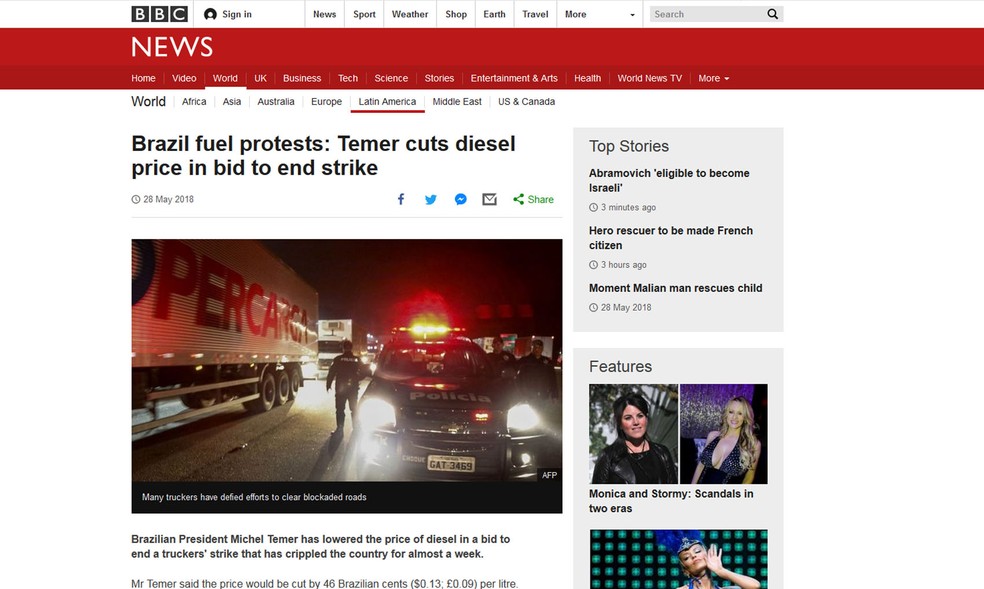 BBC chama a atenÃ§Ã£o para o anÃºncio de medidas propostas por Temer (Foto: BBC/ReproduÃ§Ã£o)