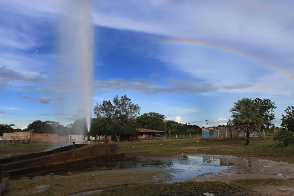 Poços jorrantes de Cristino Castro que fica localizado a menos de 200 km de Gilbués — Foto: Patrícia Andrade/G1