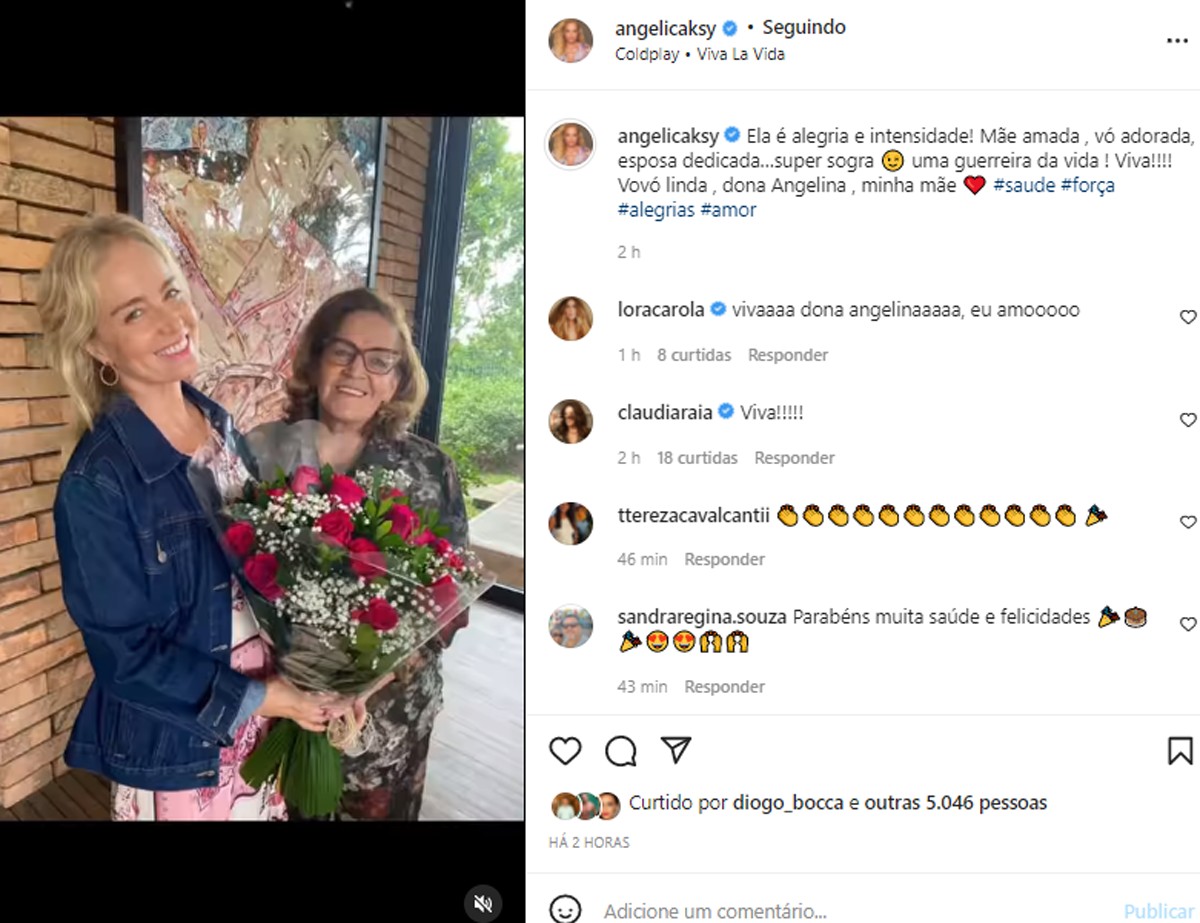 Angélica parabeniza a mãe, dona Angelina, pelo aniversário (Foto: Reprodução/Instagram)