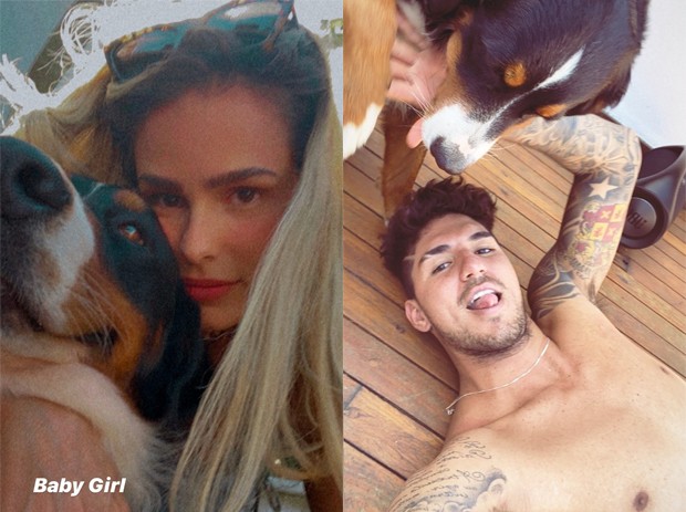 Yasmin Brunet e Gabriel Medina com a cadela Dora (Foto: Reprodução/Instagram)