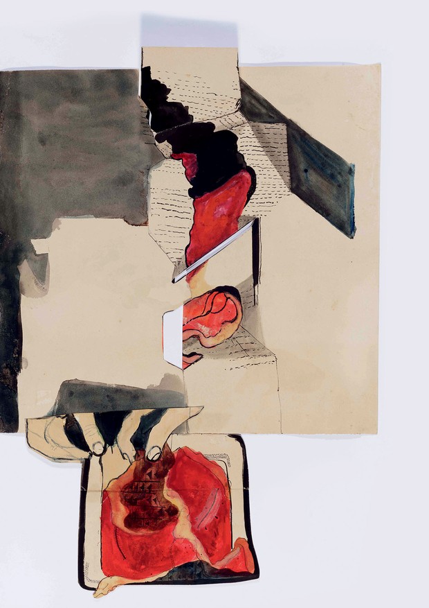 Sem título, s.d. Aquarela sobre papel recortado da série Visceral, que faz parte da Coleção João Sattamini do Museu de Arte Contemporânea de Niterói (Foto: Jaime Acioli / Divulgação)