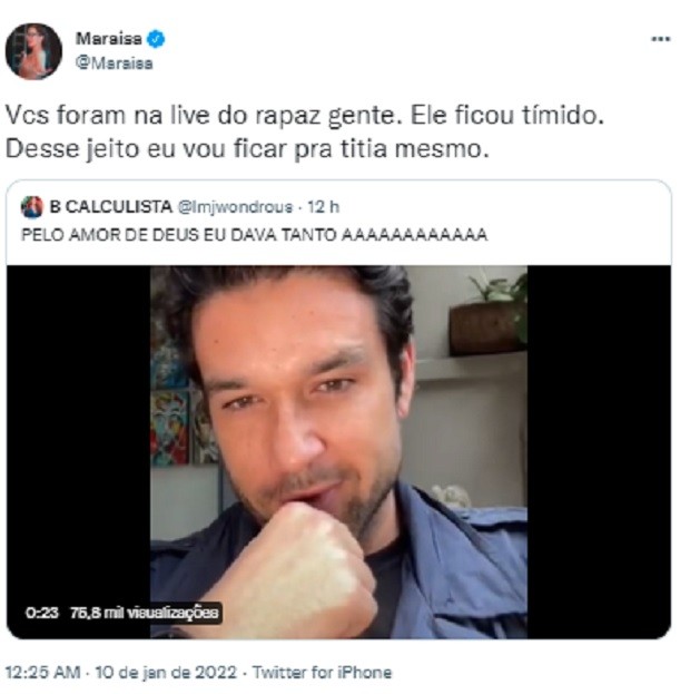 Maraisa observa reação de Sérgio Marone em live (Foto: Reprodução/Instagram)