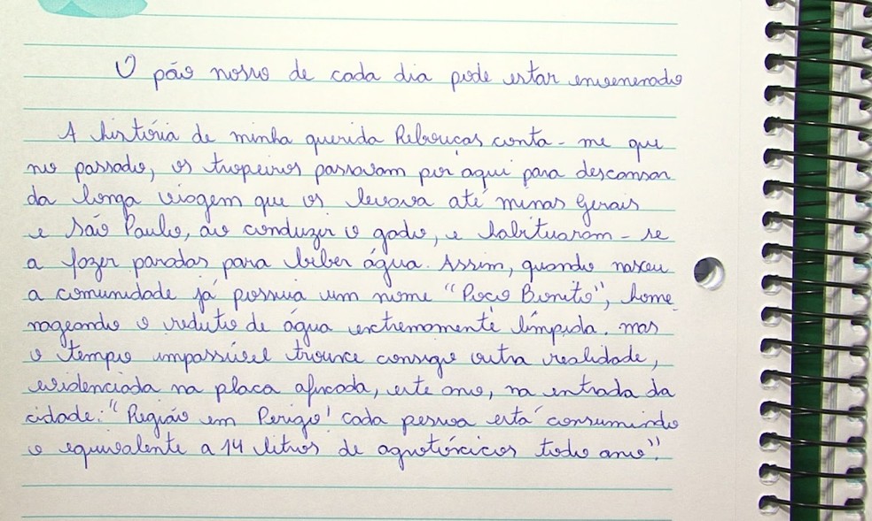 Redação venceu a categoria Artigo de Opinião do concurso nacional de Língua Portuguesa. — Foto: Reprodução/RPC