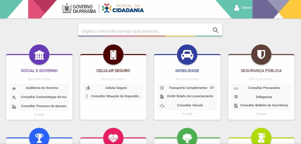 Internauta é direcionado para Portal da Cidadania quando acessa o site do Governo da Paraíba — Foto: Reprodução/Governo da Paraíba